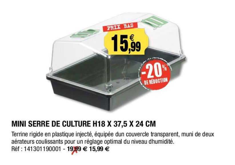 mini serre de culture h18 x 37,5 x 24 cm