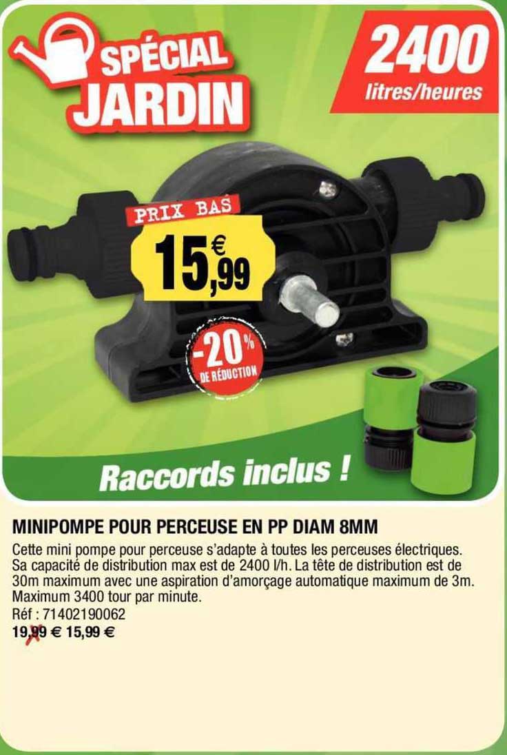 minipompe pour perceuse en pp diam 8mm