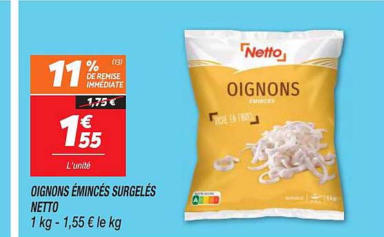 Oignons émincés Surgelés Netto