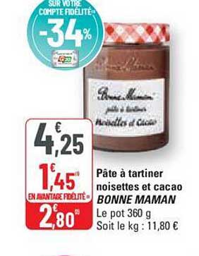 pâte à tartiner noisettes et cacao bonne maman