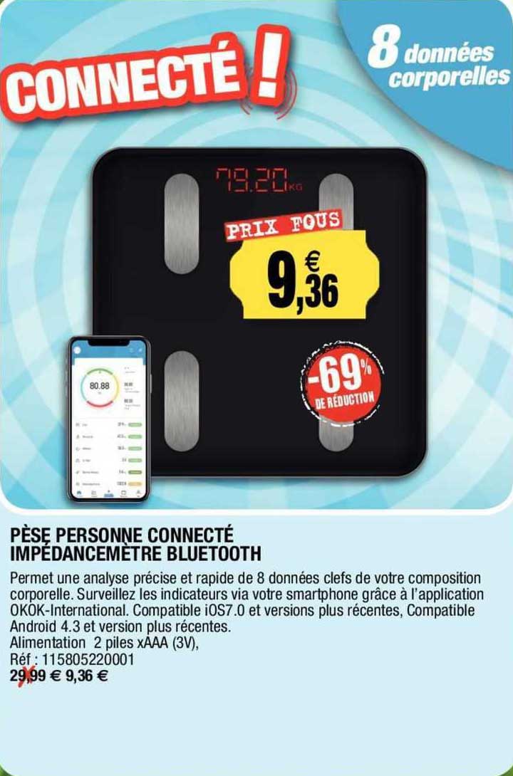 pèse personne connecté impédancemètre bluetooth