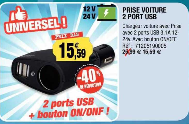 prise voiture 2 port usb