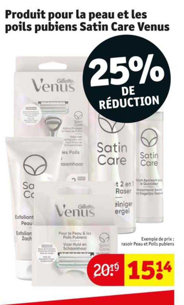 produit pour la peau et les poils pubiens satin care venus
