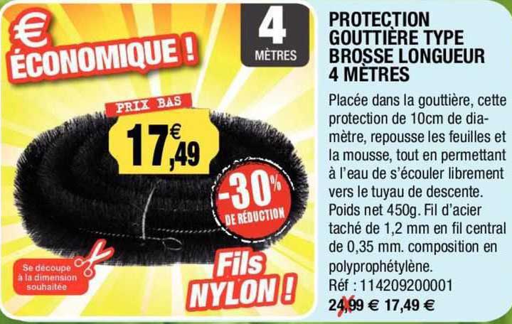 protection gouttière type brosse longueur 4 mètres