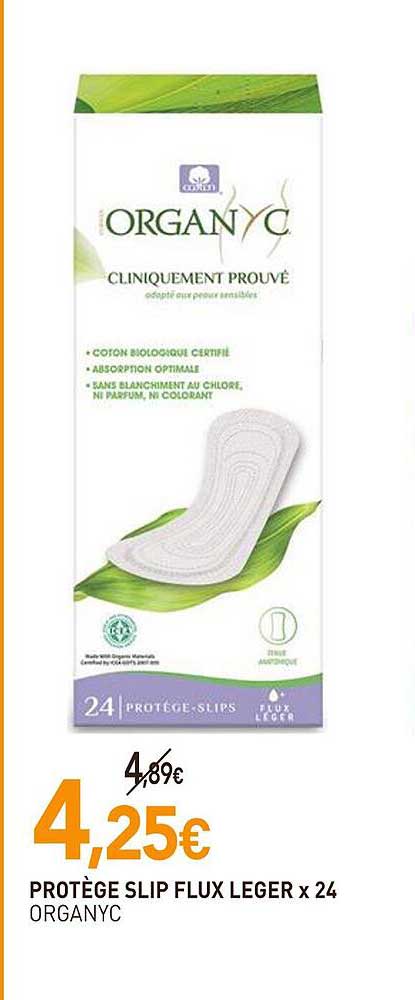 protège slip flux leger x 24 organyc