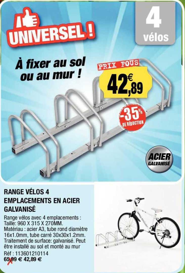 range vélos 4 emplacements en acier galvanisé