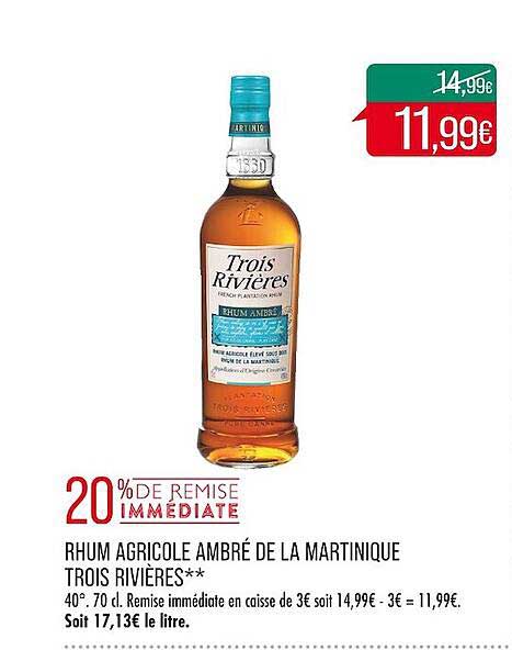rhum agricole ambré de la martinique trois rivières