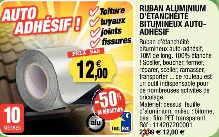ruban aluminium d'étancheité bitumineux auto-adhésif