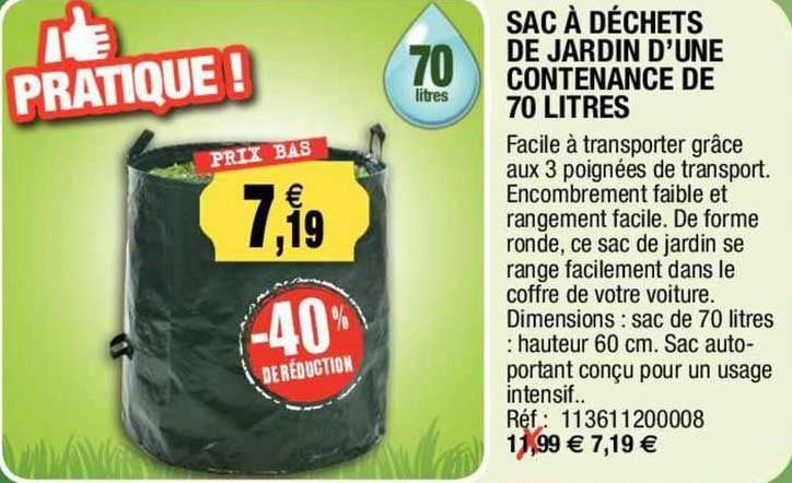 sac à déchets de jardin d'une contenance de 70 litres