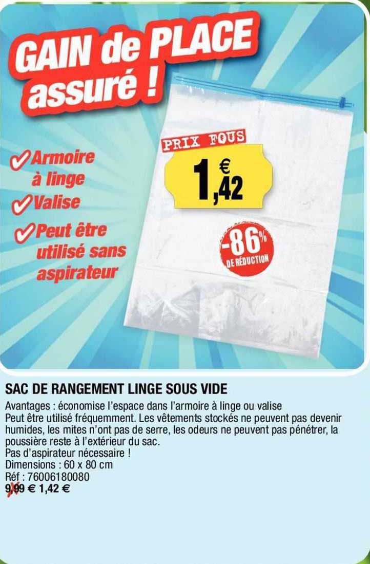sac de rangement linge sous vide