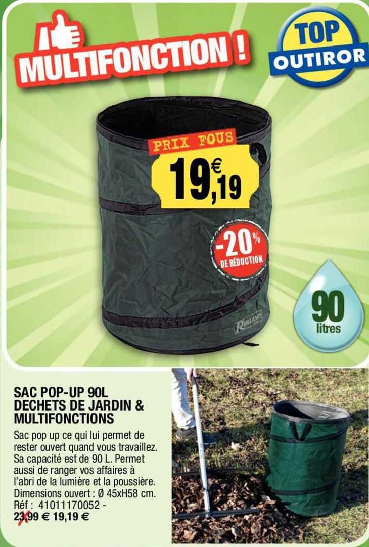 sac pop-up 90l déchets de jardin & multifonctions