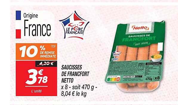 saucisses de francfort netto