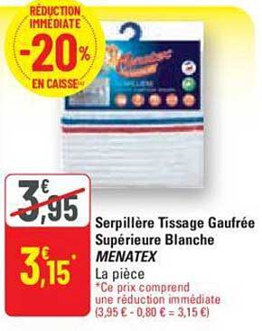 serpillère tissage gaufrée supérieure blanche menatex