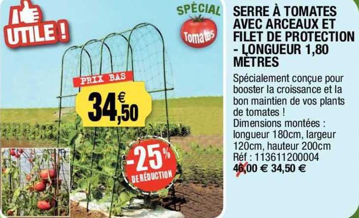serre à tomates avec arceaux et filet de protection - longeur 1,80 mètres