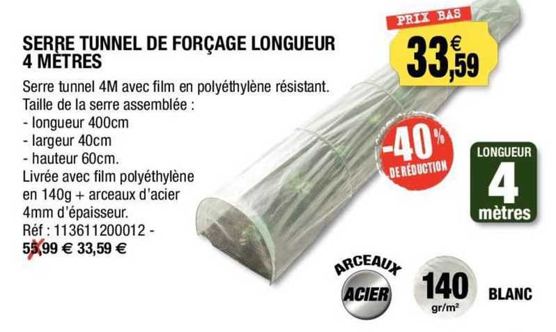 serre tunnel de forçage longueur 4 mètres