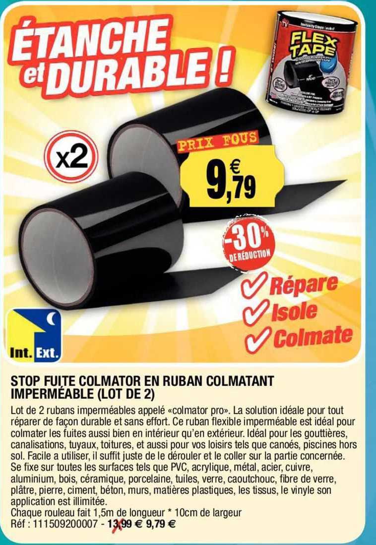 stop fuite colmator en ruban colmatant imperméable (lot de 2)