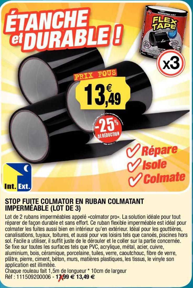 stop fuite colmator en ruban colmatant imperméable (lot de 3)