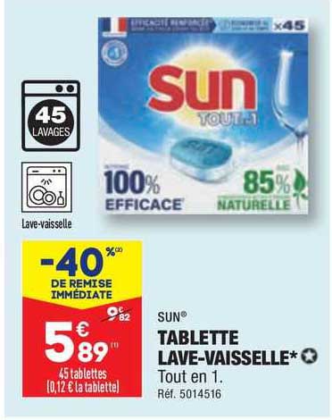 sun tablette lave-vaisselle