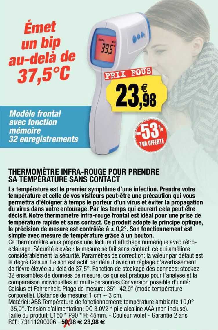 thermomètre infra-rouge pour prendre sa température sans contact
