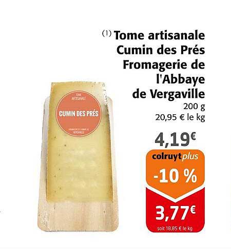 tome artisanale cumin des prés fromagerie de l'abbaye de vergaville