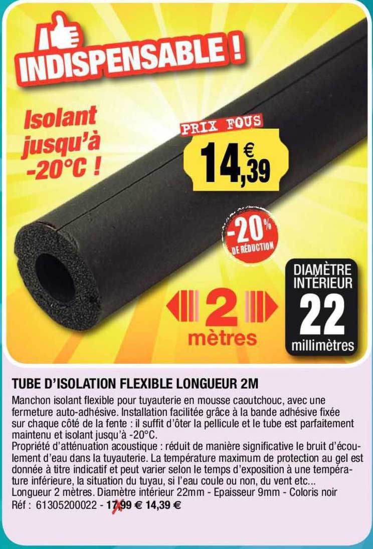 tube d'isolation flexible longueur 2m