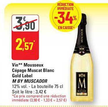 vin mousseux cépage muscat blanc gold label m by muscador