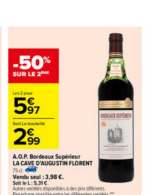 a.o.p. bordeaux supérieur la cave d'augustin florent
