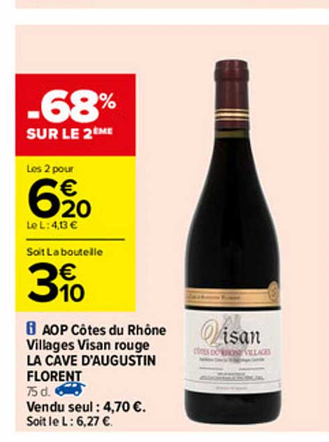 aop côtes du rhône villages visan rouge la cave d'augustin florent
