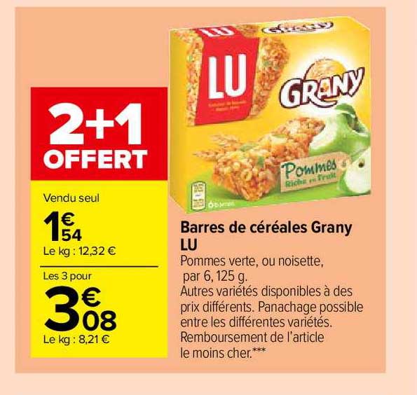 barres de céréales grany lu