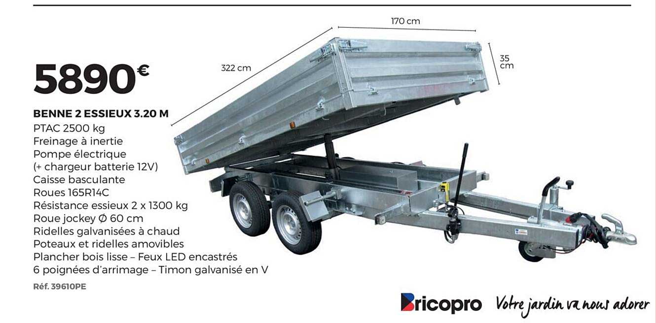 benne 2 essieux 3.20 m