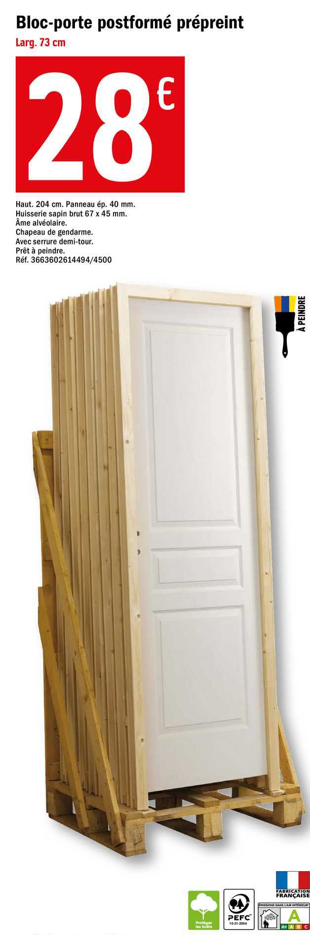 bloc-porte postformé prépeint