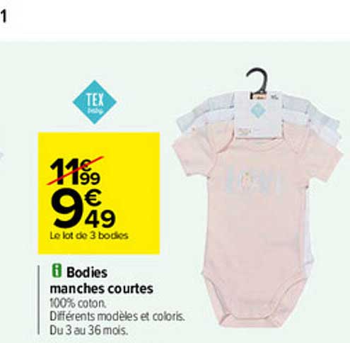 bodies manches courtes tex baby