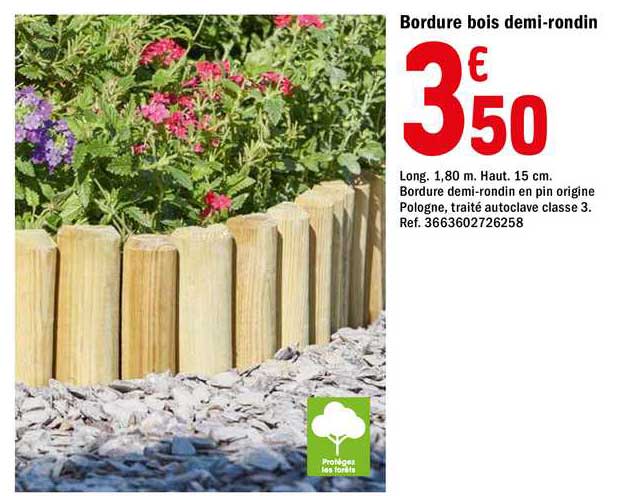 Bordure Bois Demi-rondin