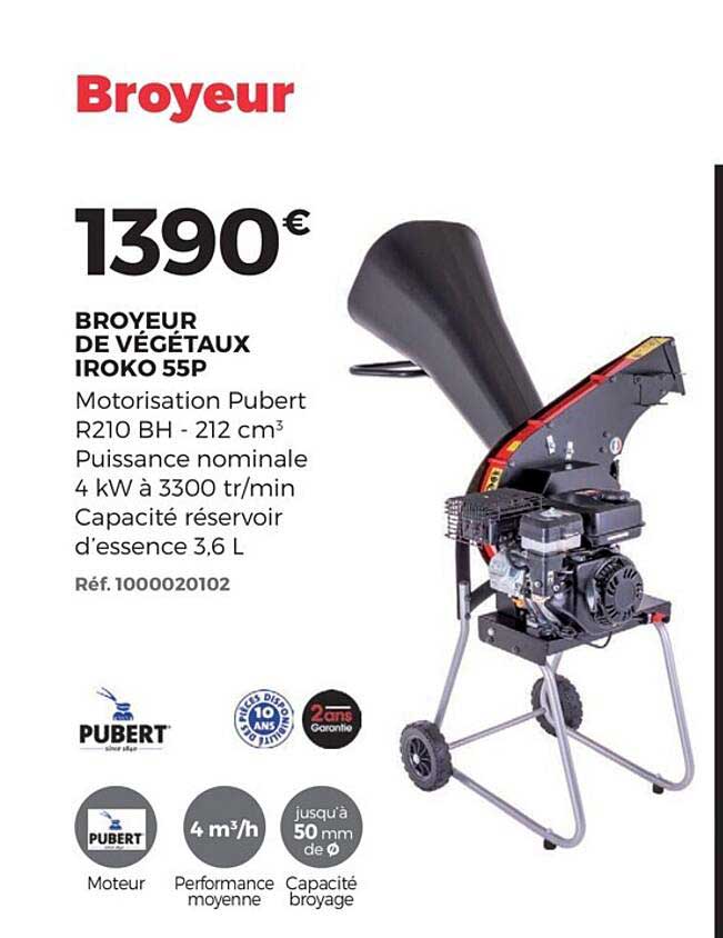 broyeur de végétaux iroko 55p pubert