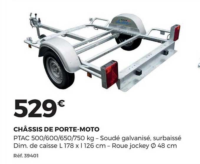 châssis de porte moto ptac 500 600 650 750 kg