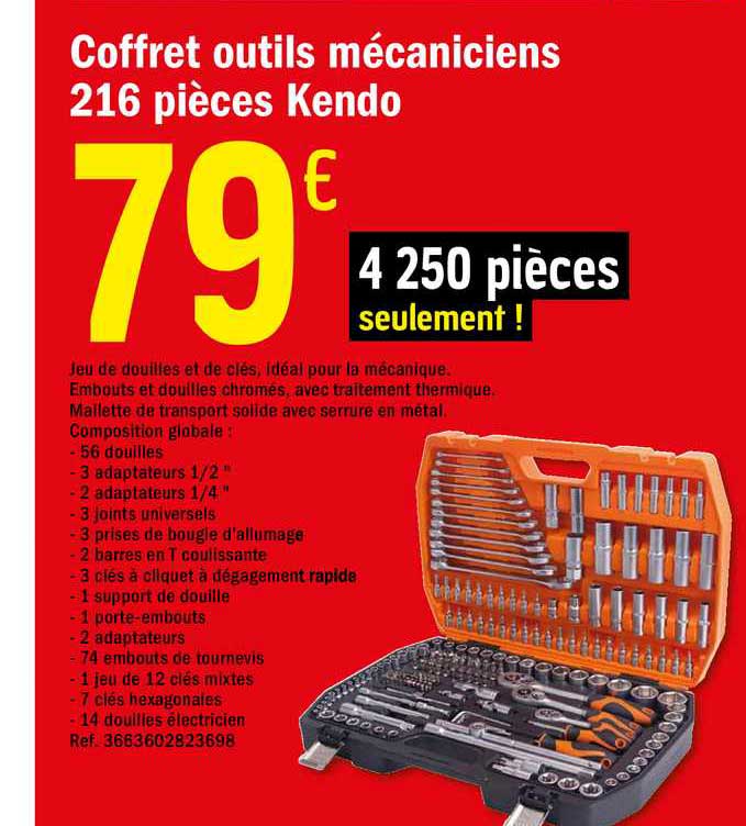 coffret outils mécaniciens 216 pièces kendo