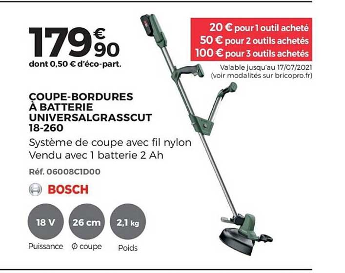 coupe bordures à batterie universalgrasscut 18 260 boch
