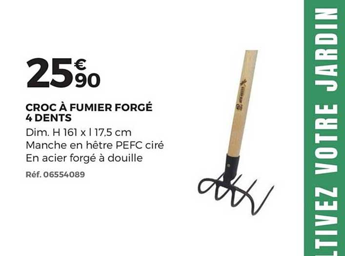 croc à fumier forgé 4 dents