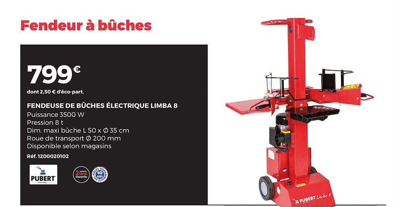 fendeuse à bûches électrique limba 8 pubert