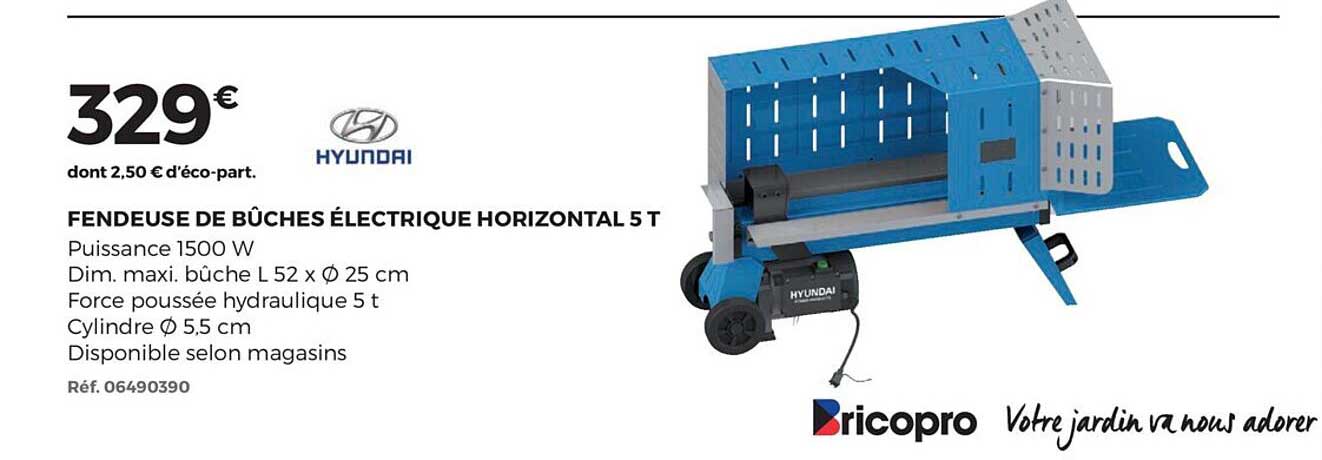 fendeuse de bûches électrique horizontal 5 t hyundai