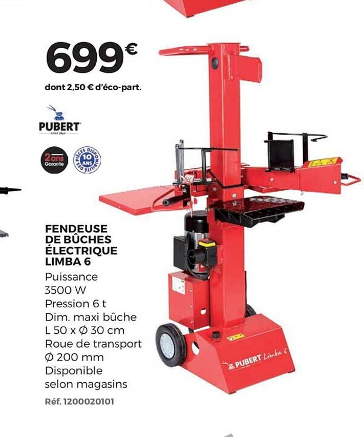 fendeuse de bûches électrique limba 6 pubert
