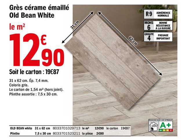 Grès Cérame émaillé Old Bean White