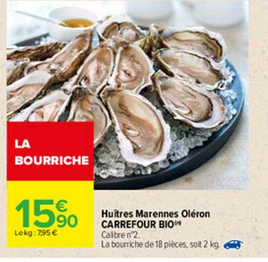 huîtres marennes oléron carrefour bio