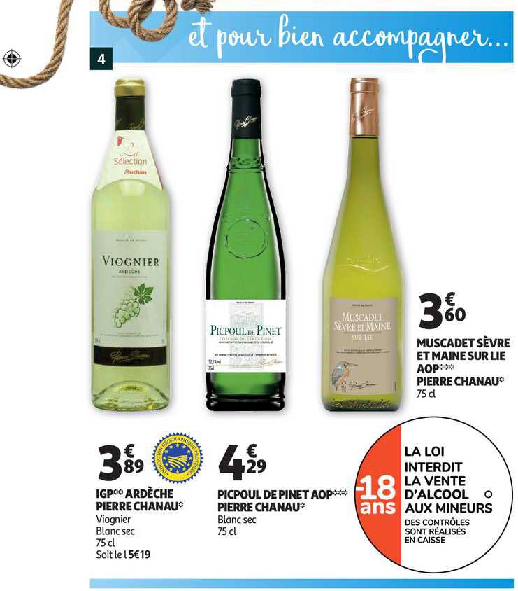 igp ardèche pierre chanau, picpoul depinet aop pierre chanau, muscadet sèvre et maine sur lie aop pierre chanau