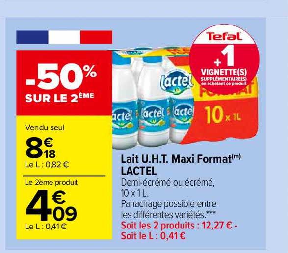 lait u.h.t. maxi format lactel