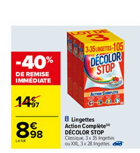 lingettes action complète décolor stop