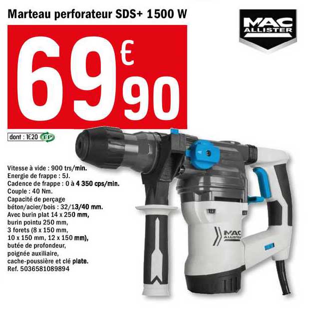 marteau perforateur sds+ 1500 w mac allister