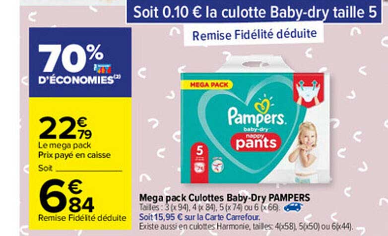 mega pack culottes baby-dry pampers