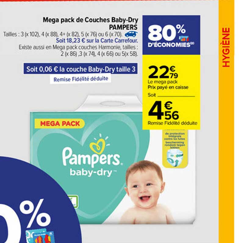 mega pack de couches baby-dry pampers