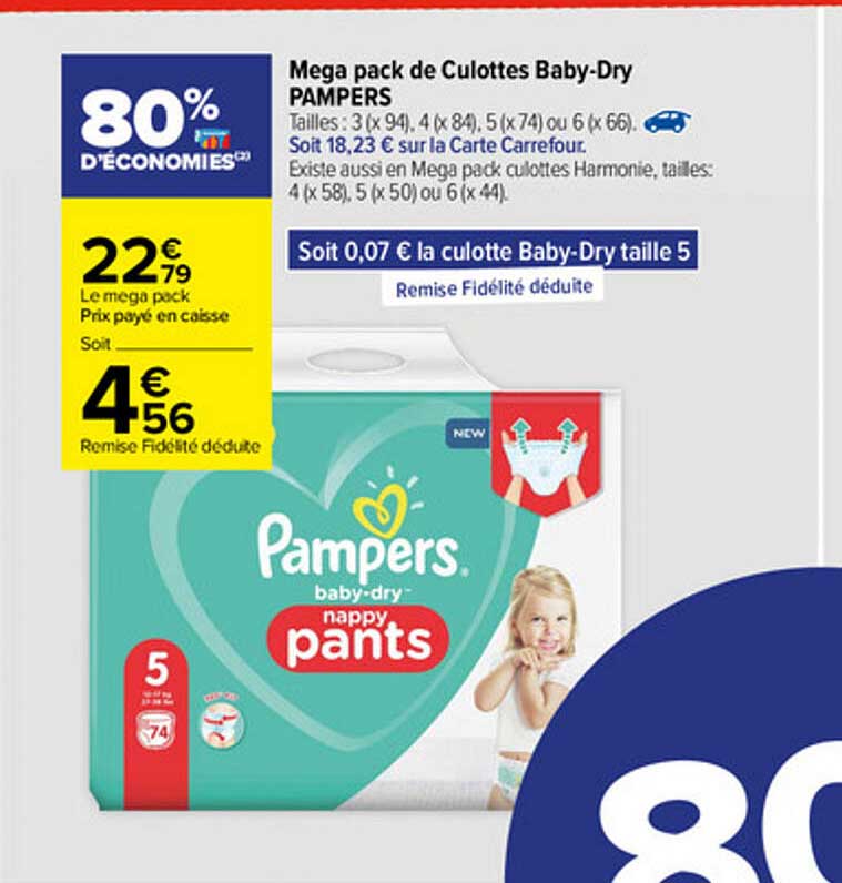 mega pack de culottes baby-dry pampers